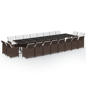 vidaXL 21-Piece Garden Dining Set with Cushions Poly Rattan Brown