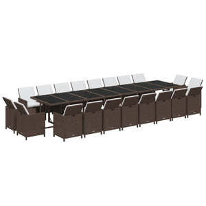 vidaXL 21-Piece Garden Dining Set with Cushions Poly Rattan Brown