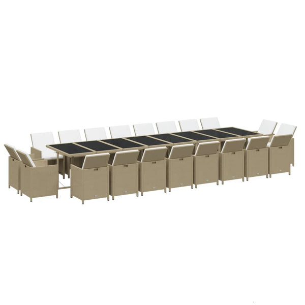 vidaXL 21-Piece Outdoor Dining Set with Cushions Poly Rattan Beige