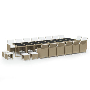 vidaXL 21-Piece Outdoor Dining Set with Cushions Poly Rattan Beige
