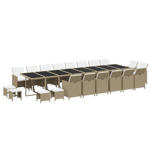 vidaXL 21-Piece Outdoor Dining Set with Cushions Poly Rattan Beige