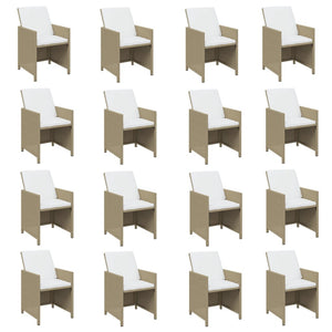 vidaXL 21-Piece Outdoor Dining Set with Cushions Poly Rattan Beige