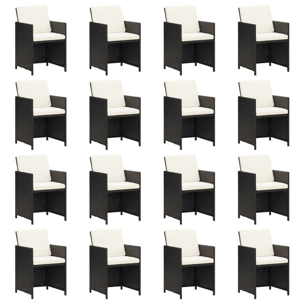 vidaXL 17-piece Garden Dining Set with Cushions Black Poly Rattan