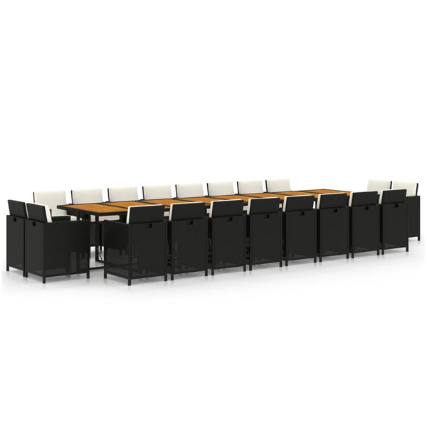 vidaXL 21-pc. Garden Dining Set with Cushions Black Poly Rattan