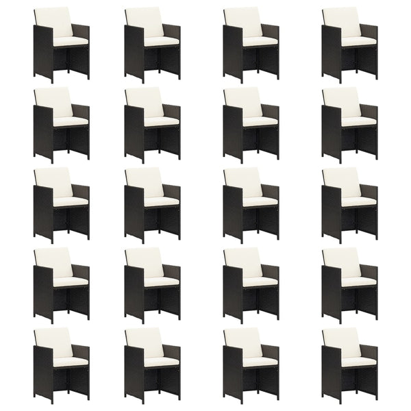 vidaXL 21-pc. Garden Dining Set with Cushions Black Poly Rattan