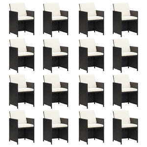 vidaXL 21-pc. Garden Dining Set with Cushions Black Poly Rattan