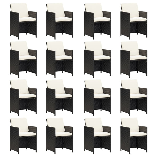 vidaXL 21-pc. Garden Dining Set with Cushions Black Poly Rattan