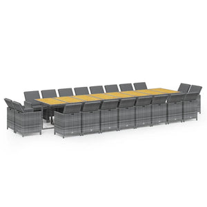 vidaXL 21-Piece Garden Dining Set with Cushions Grey Poly Rattan