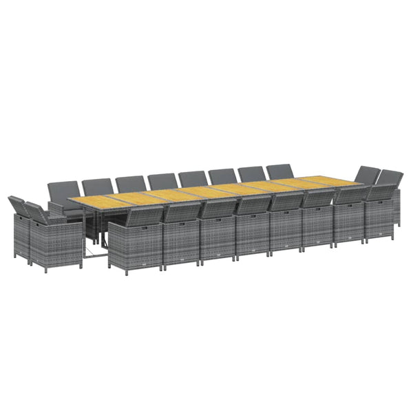 vidaXL 21-Piece Garden Dining Set with Cushions Grey Poly Rattan