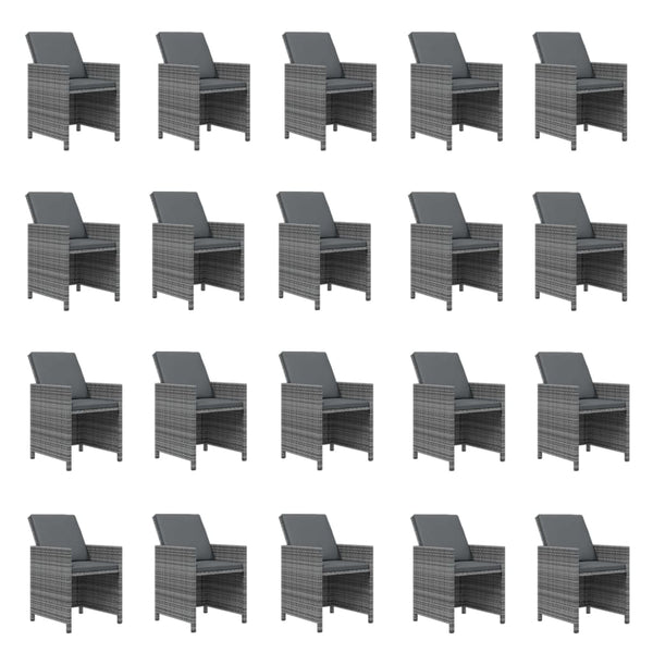 vidaXL 21-Piece Garden Dining Set with Cushions Grey Poly Rattan
