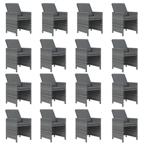 vidaXL 21-Piece Garden Dining Set with Cushions Grey Poly Rattan