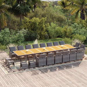 vidaXL 21-Piece Garden Dining Set with Cushions Grey Poly Rattan