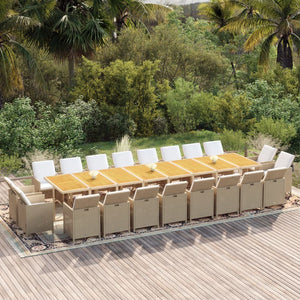 vidaXL 21-Piece Outdoor Dining Set with Cushions Poly Rattan Beige