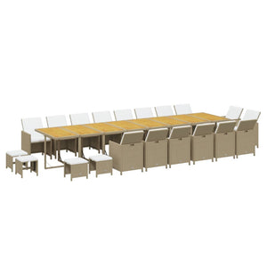 vidaXL 21-Piece Outdoor Dining Set with Cushions Poly Rattan Beige
