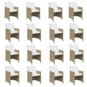 vidaXL 21-Piece Outdoor Dining Set with Cushions Poly Rattan Beige