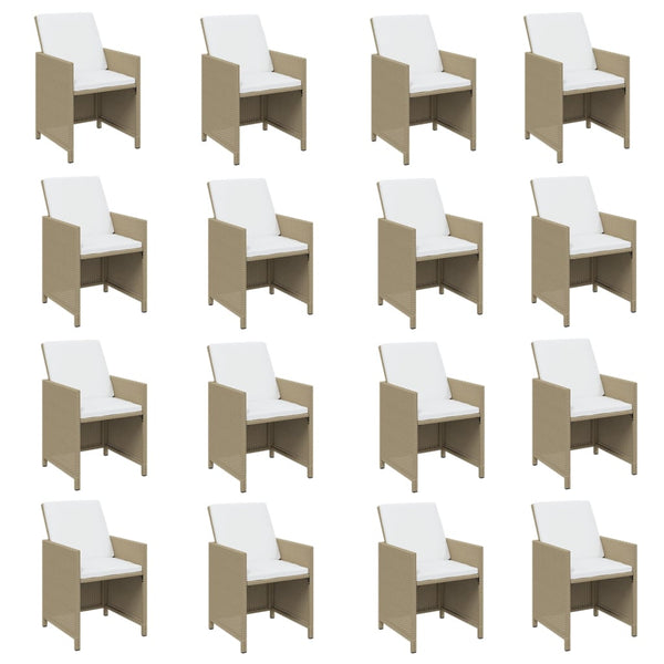 vidaXL 21-Piece Outdoor Dining Set with Cushions Poly Rattan Beige