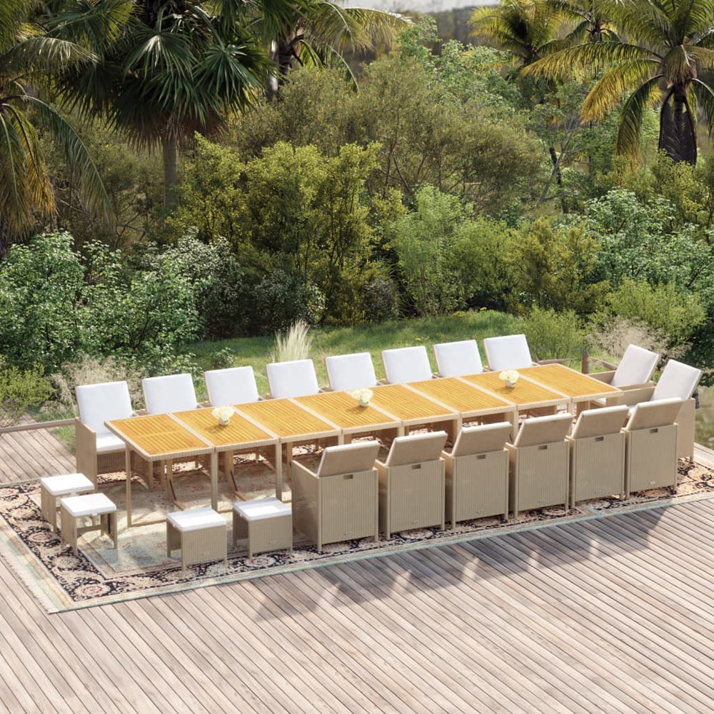 vidaXL 21-Piece Outdoor Dining Set with Cushions Poly Rattan Beige