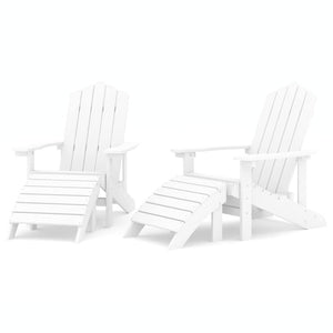 vidaXL Adirondack Garden Chairs 2 pcs with Ottomans HDPE White