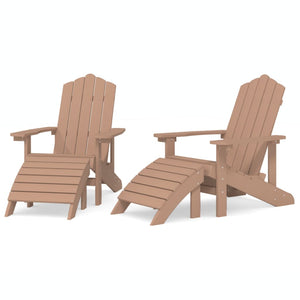 vidaXL Adirondack Garden Chairs 2 pcs with Ottomans HDPE Brown