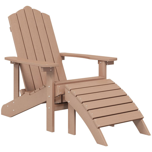 vidaXL Adirondack Garden Chairs 2 pcs with Ottomans HDPE Brown