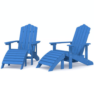 vidaXL Adirondack Garden Chairs 2 pcs. with Ottomans HDPE Aquamarine