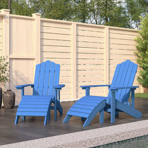 vidaXL Adirondack Garden Chairs 2 pcs. with Ottomans HDPE Aquamarine