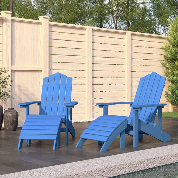 vidaXL Adirondack Garden Chairs 2 pcs. with Ottomans HDPE Aquamarine