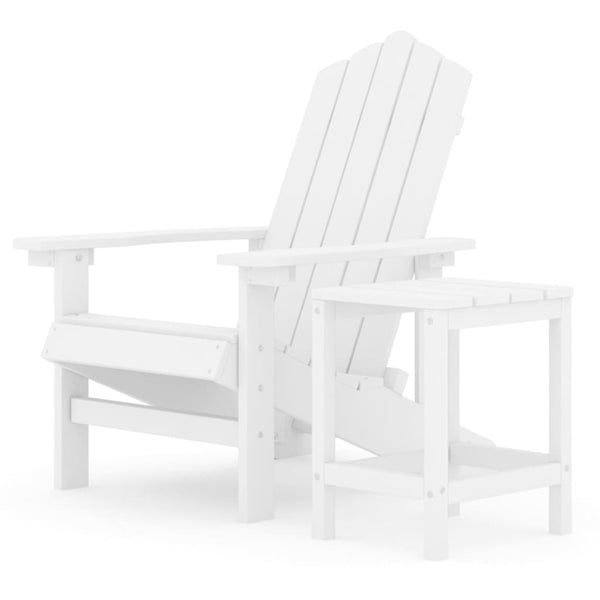 vidaXL Adirondack Garden Chair with Table HDPE White