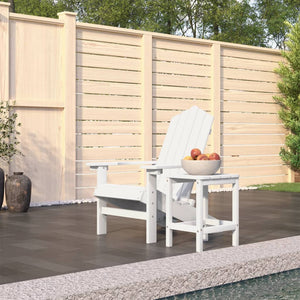 vidaXL Adirondack Garden Chair with Table HDPE White