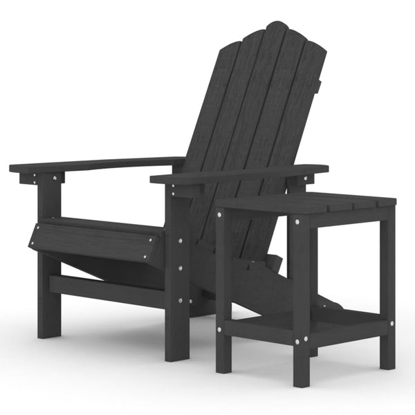 vidaXL Adirondack Garden Chair with Table HDPE Anthracite