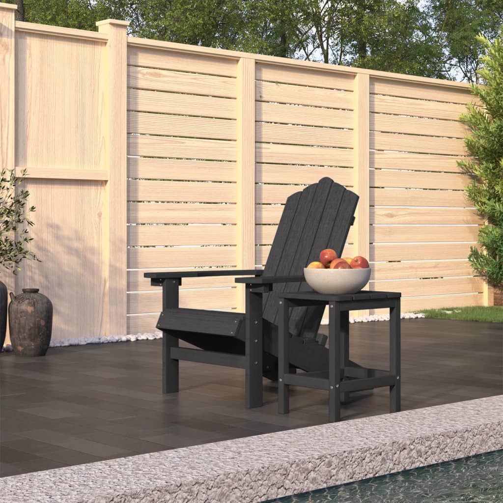 vidaXL Adirondack Garden Chair with Table HDPE Anthracite