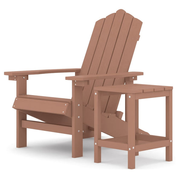 vidaXL Adirondack Garden Chair with Table HDPE Brown