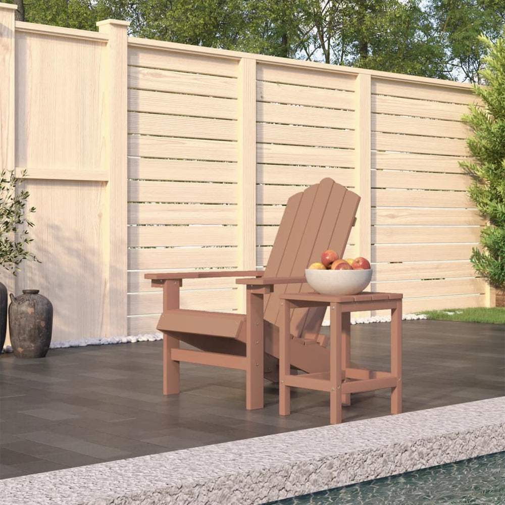 vidaXL Adirondack Garden Chair with Table HDPE Brown