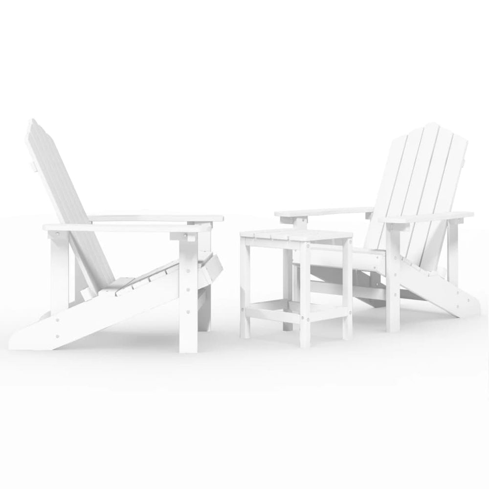 vidaXL Adirondack Garden Chairs with Table HDPE White