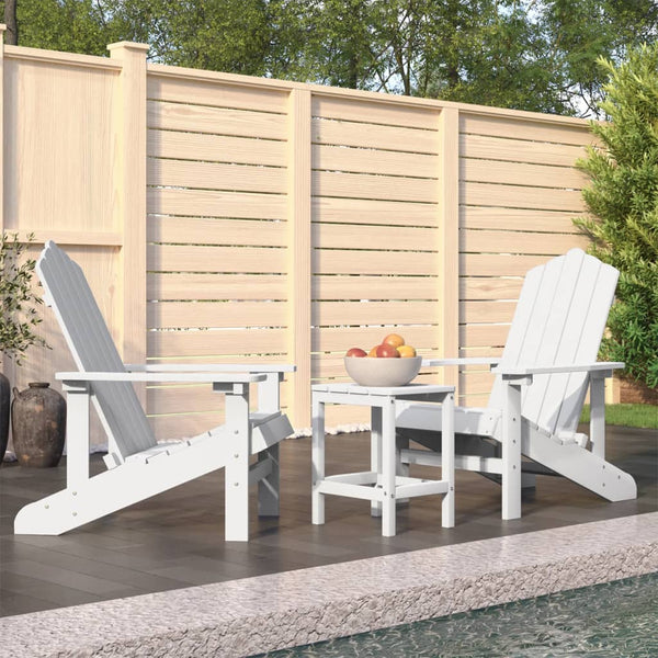 vidaXL Adirondack Garden Chairs with Table HDPE White