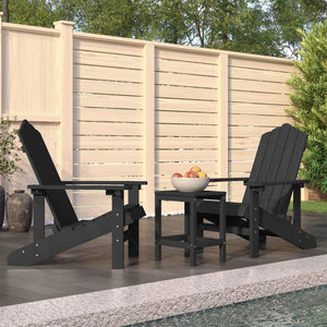 vidaXL Adirondack Garden Chairs with Table HDPE Anthracite