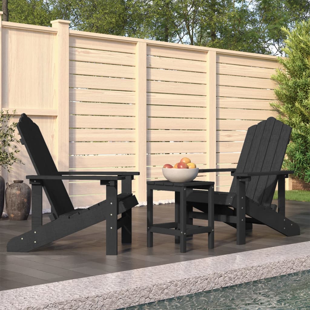 vidaXL Adirondack Garden Chairs with Table HDPE Anthracite