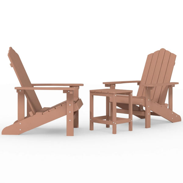 vidaXL Adirondack Garden Chairs with Table HDPE Brown