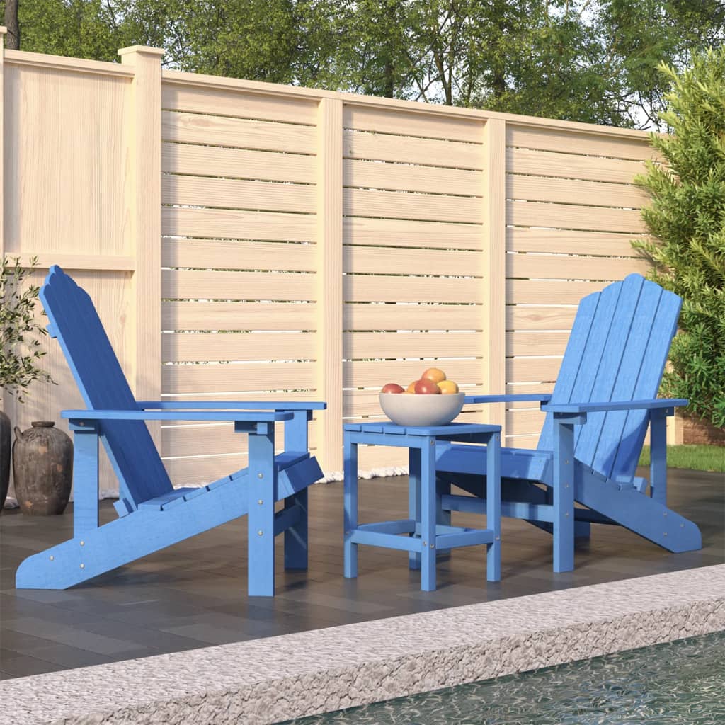vidaXL Adirondack Garden Chairs with Table HDPE Aquamarine