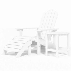 vidaXL Adirondack Garden Chair with Ottoman & Table HDPE White
