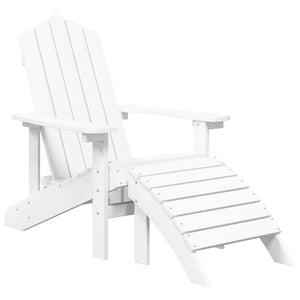 vidaXL Adirondack Garden Chair with Ottoman & Table HDPE White