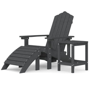 vidaXL Adirondack Garden Chair with Ottoman & Table HDPE Anthracite