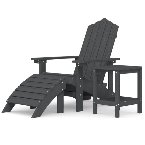 vidaXL Adirondack Garden Chair with Ottoman & Table HDPE Anthracite