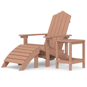vidaXL Adirondack Garden Chair with Ottoman & Table HDPE Brown