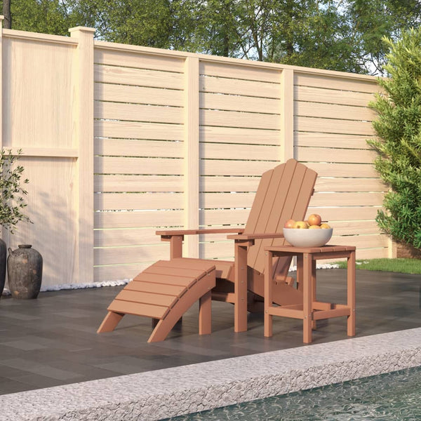 vidaXL Adirondack Garden Chair with Ottoman & Table HDPE Brown