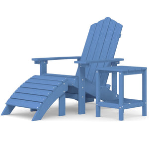 vidaXL Adirondack Garden Chair with Ottoman & Table HDPE Aqua Blue