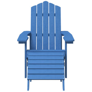 vidaXL Adirondack Garden Chair with Ottoman & Table HDPE Aqua Blue