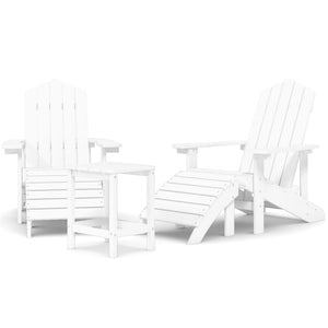 vidaXL Adirondack Garden Chairs with Ottoman & Table HDPE White