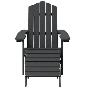 vidaXL Adirondack Garden Chairs with Ottoman & Table HDPE Anthracite