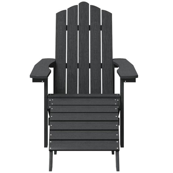 vidaXL Adirondack Garden Chairs with Ottoman & Table HDPE Anthracite